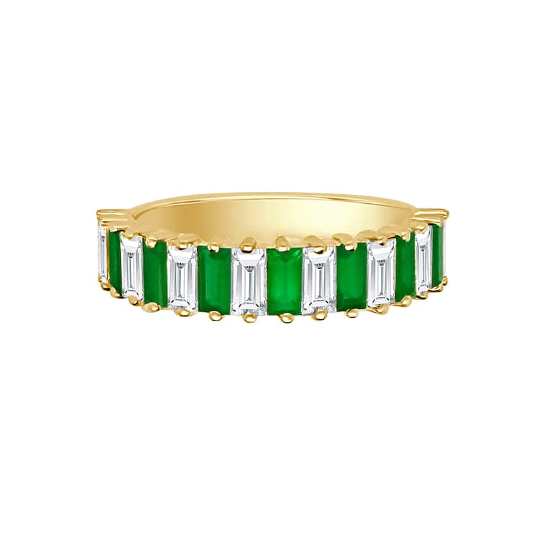 Auriya 14k Gold Lab Grown Emerald and Baguette Diamond Eternity Band 0.97 ct. tw. (F-G, VS)