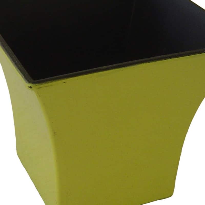 HomeRoots 5" Yellow Recycled Plastic Indoor Outdoor Square Pot Planter
