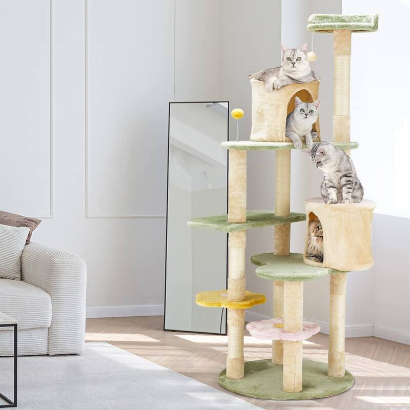 EROMMY Cat Tree – Multi-Level Cat Tower with Sisal Scratching Posts & Swing Ball, Modern Cat Furniture for Indoor Cats