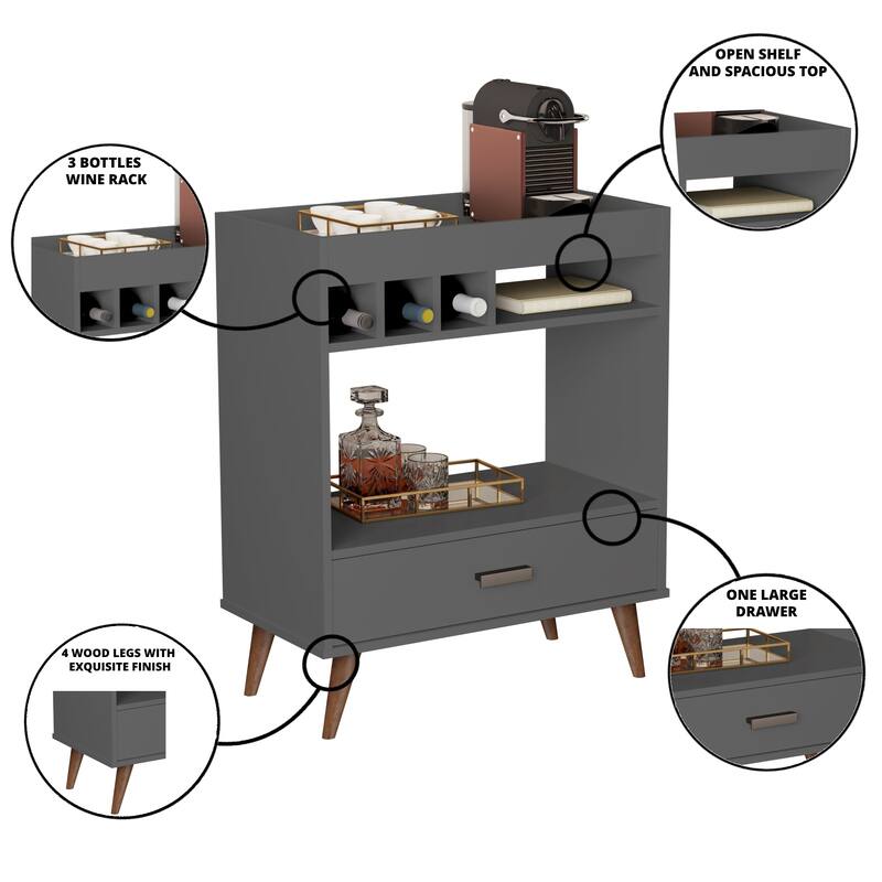 Boahaus Modern Bar WhiteBrown, Wine Bottle Rack, Open Shelf N/A On Sale Bed Bath