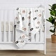 preview thumbnail 2 of 2, Woodland Forest Animals Boy Girl Baby Receiving Security Swaddle Blanket - Beige Grey Black White Bear Raccoon Hedgehog Neutral