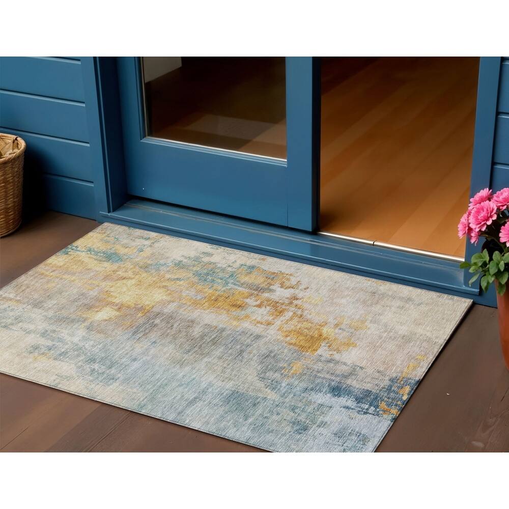 HomeRoots Abstract Transitional Rectangle Outdoor Rug