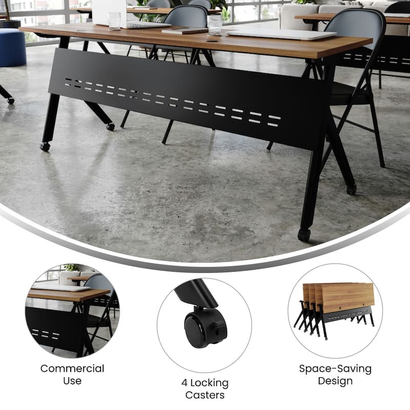 Commercial Nesting Flip Training Table with Steel Frame and Y-Legs - 23.5"W x 72"D x 30"H