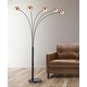 preview thumbnail 11 of 13, Orbs 5-light Dimmable LED Arch Floor Lamp with LED bulbs - Antique Brass