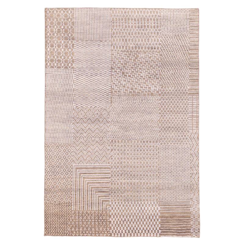 ECARPETGALLERY Hand-knotted Elysian Taupe Silk Rug - 5'2 x 7'7
