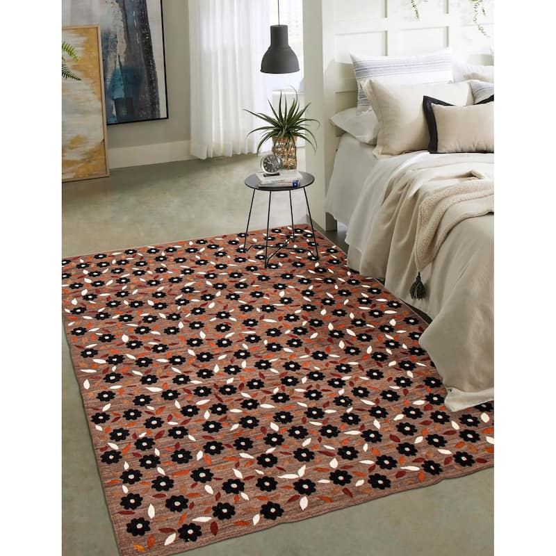 ECARPETGALLERY Flat-Weave Ankara FW Brown Silk, Wool Kilim - 6'11 x 9'2
