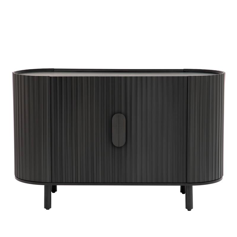 Light Luxury Sideboard with Adjustable Shelves, Curved Design Storage Buffet Cabinet for Living Room/Kitchen/Entryway/Hallway