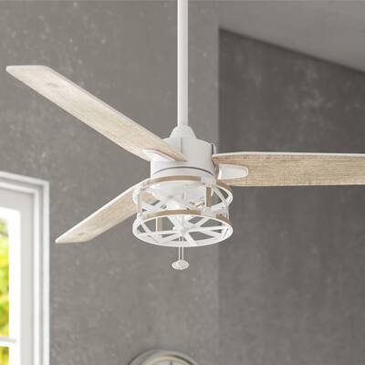 52" Thedas Indoor Farmhouse Ceiling Fan with Remote Control, Dry-Rated