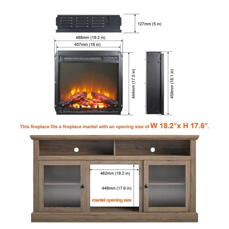 18/23/33 Inch Electric Fireplace Insert Ultra Thin Heater with Set Realistic Flame Touch Remote Control Overheating Protection
