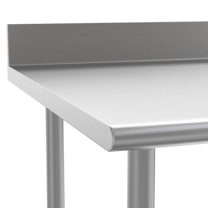 Commercial Stainless Steel Kitchen Prep and Work Table with Shelf and Backsplash