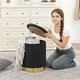 preview thumbnail 47 of 88, Adeco Round Storage Ottoman Footrest Stool Velvet Gold Plating Base