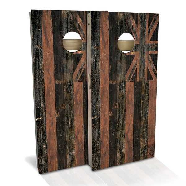 slide 2 of 8, Hawaii Flag Rustic Outdoor Cornhole Board Set