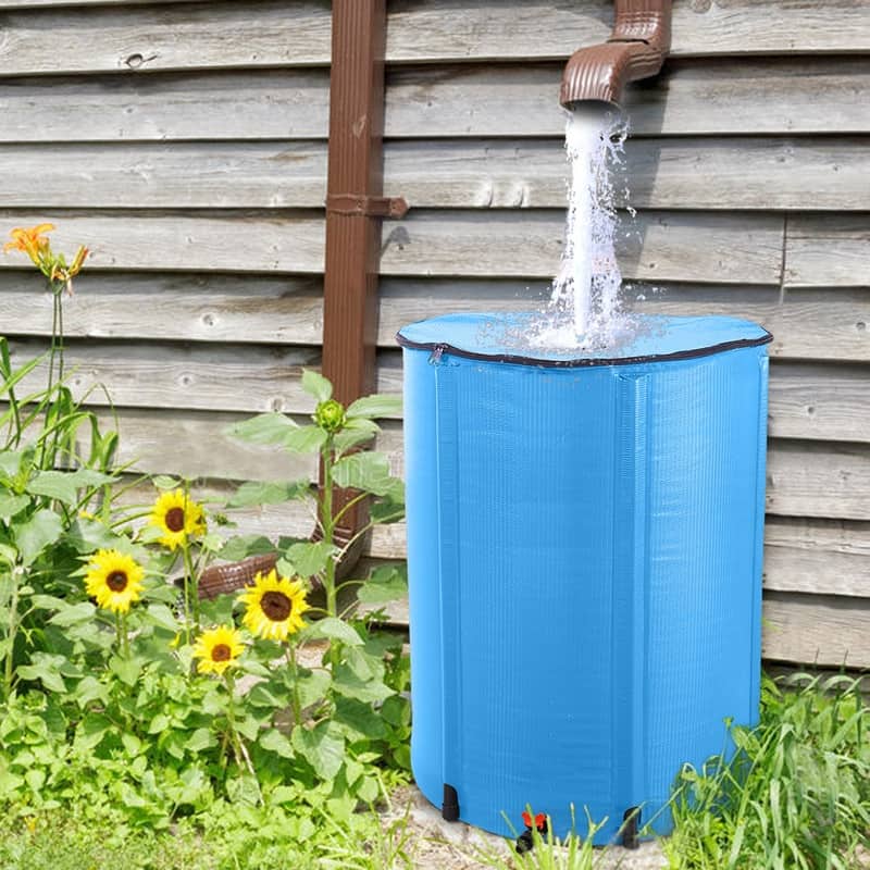 100 Gallon Blue Folding Rain Barrel Water Collector - 100 gallon