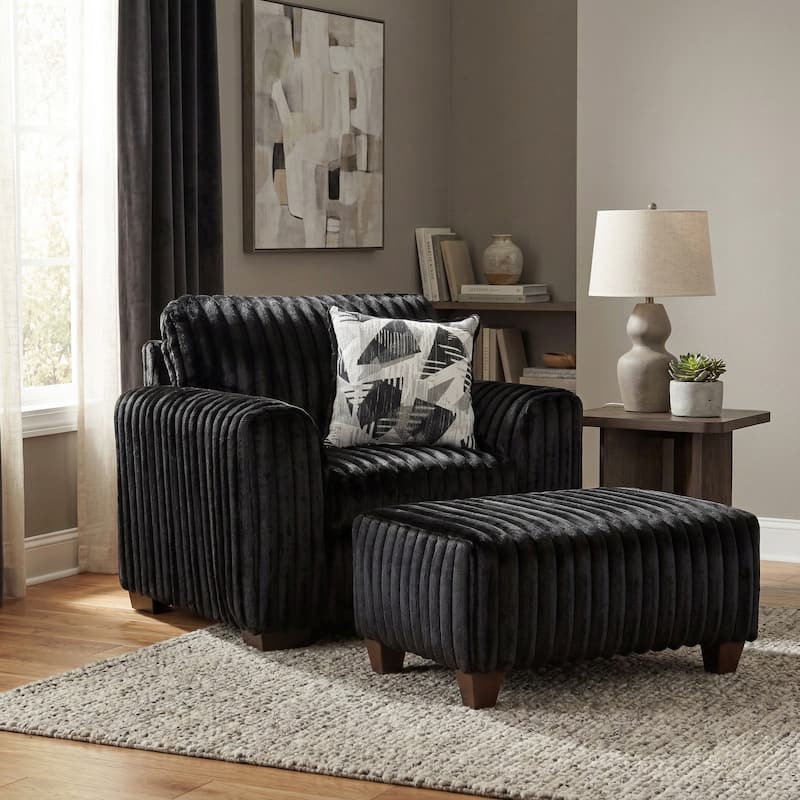 Roundhill Furniture Nolan 2-Piece Living Room Set, Chair and Ottoman