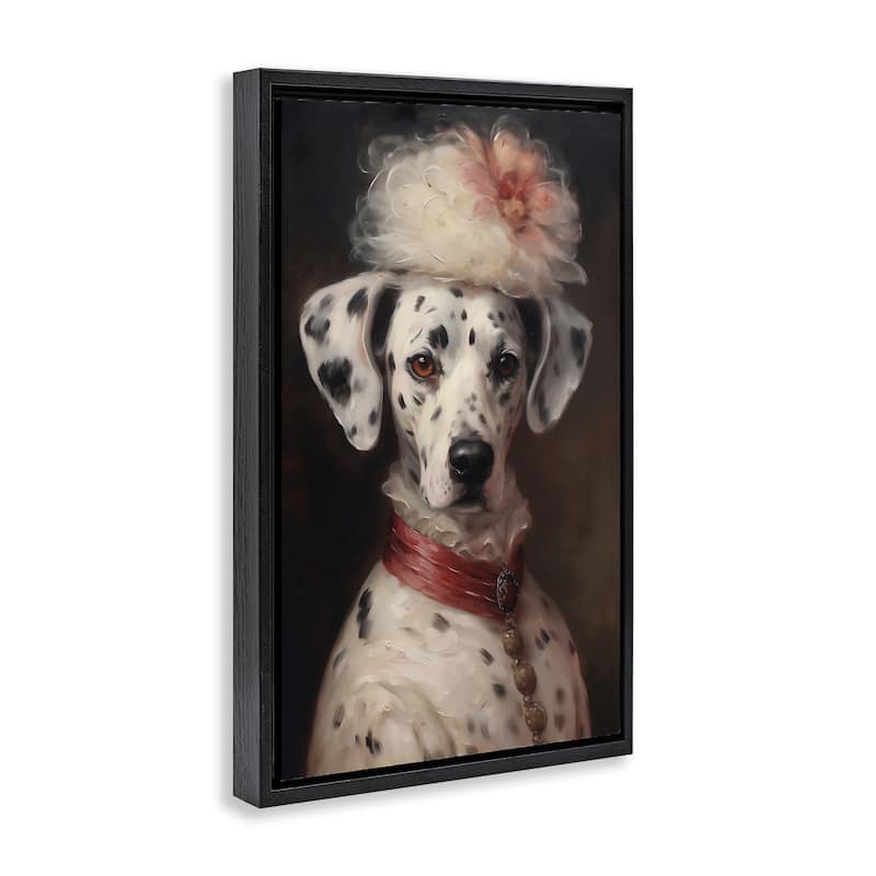 Stupell Dalmatian with Fancy Hat Portrait Framed Floater Canvas Wall Art Design By Wumples