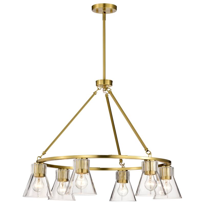 Gianna 6 Light Chandelier Vintage Brass Finish Clear Glass - Vintage Brass