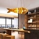 preview thumbnail 6 of 7, Light Lantern Fish Shaped Handmade Wood Ceiling Pendant Lamp - 23.6x9.8in