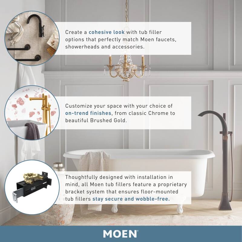 Moen Wynford Floor Mounted Tub Filler with Built-In Diverter -