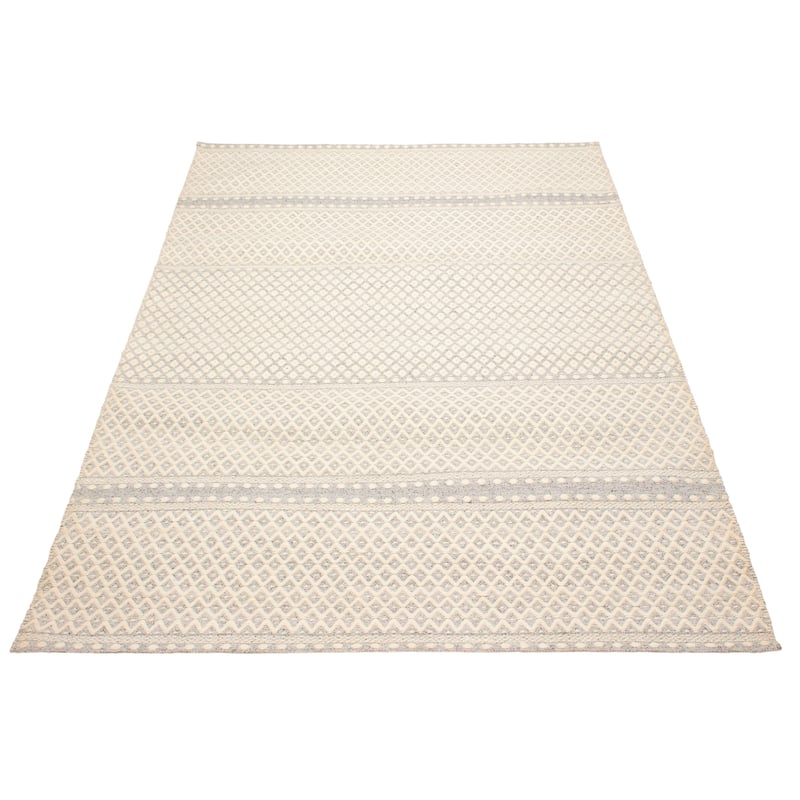 ECARPETGALLERY Hand Tufted Sienna Cream Wool Rug - 6'6 x 9'8