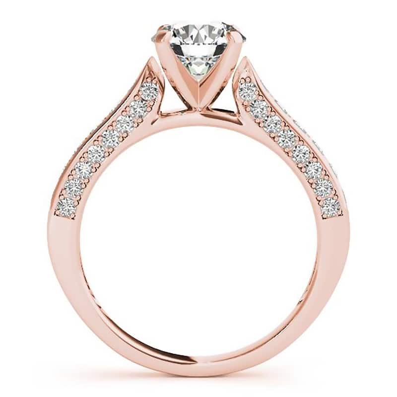 Auriya Classic 1/2ct Round Moissanite and 1/2ctw Diamond Engagement Ring 14K Gold