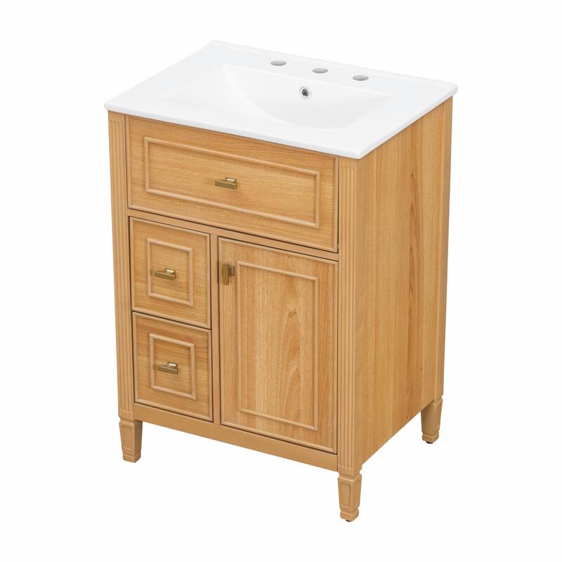 24-Inch Bathroom Vanity with Sink, Solid Wood and MDF Cabinet
