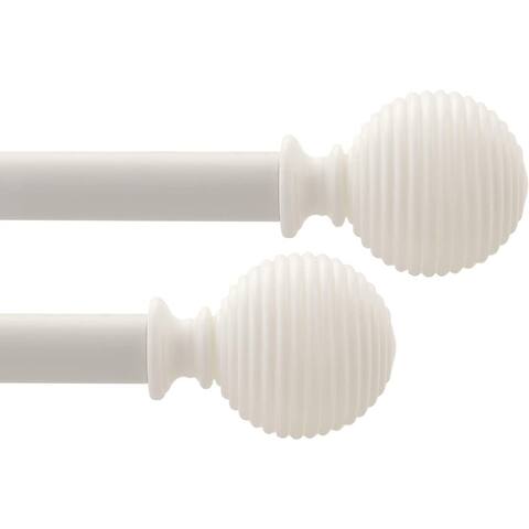 2 Pcs Extendable Curtain Rods Adjustable Length Iron Telescopic Drapery Pole with Stacked Ball for Door & Windows (Black Matt)