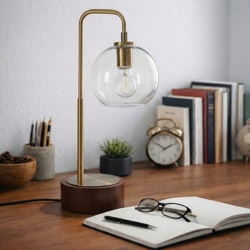 Kaia Modern Globe Table Lamp with Brushed Gold Accent