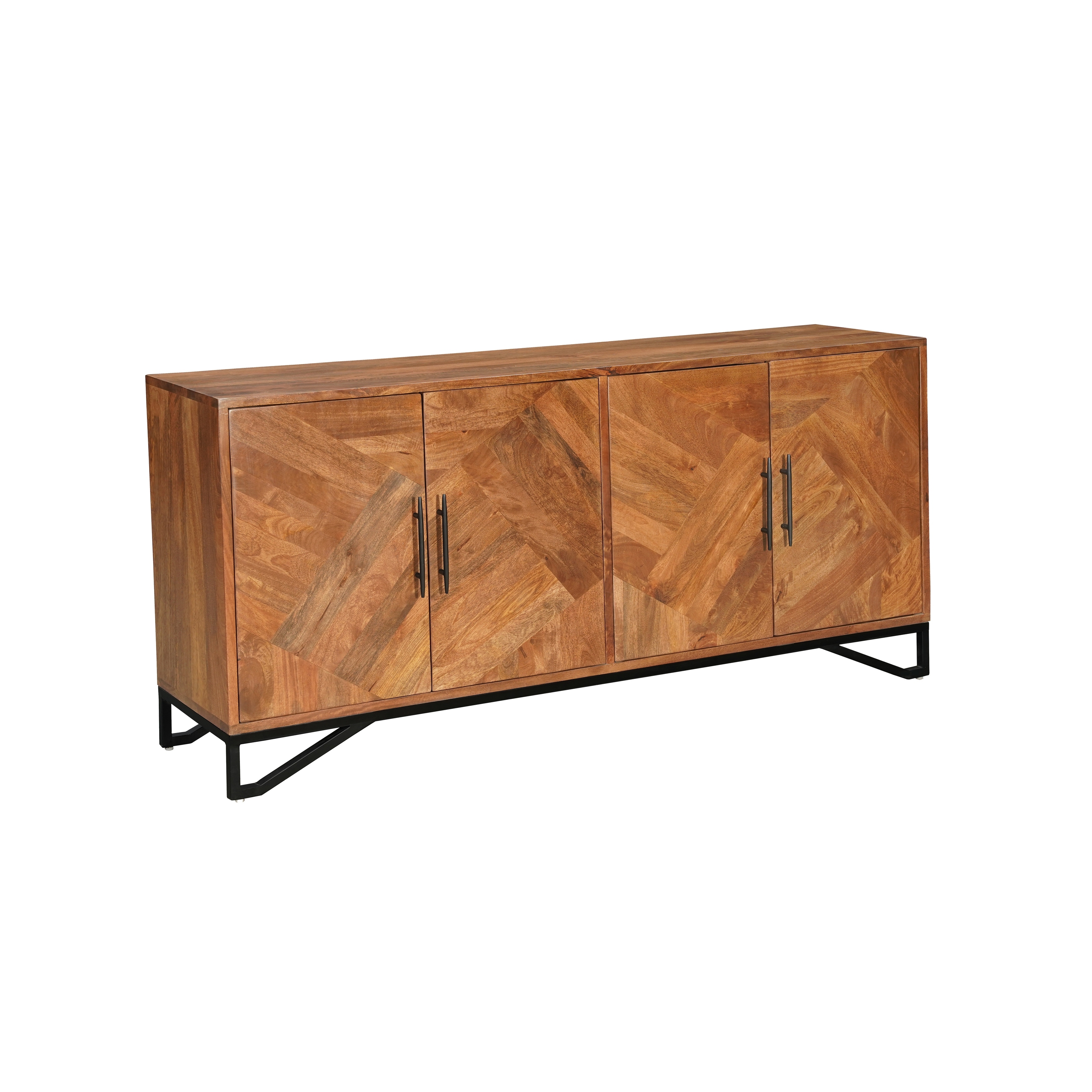 Ava 4-door Geometric Pattern Solid Wood Sideboard