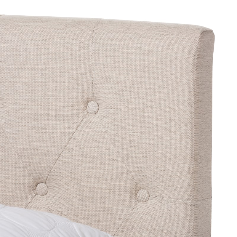 King Size Bed Upholstered Fabric Headboard Classic Design Bedroom Furniture