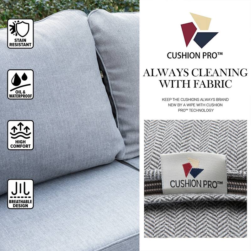 MAISON ARTS 6/7-Piece Patio Conversation Sets, Sofa Set with 2/4 x Single Chairs, 1 x 3-seater Sofa and Coffee Table/Ottomans