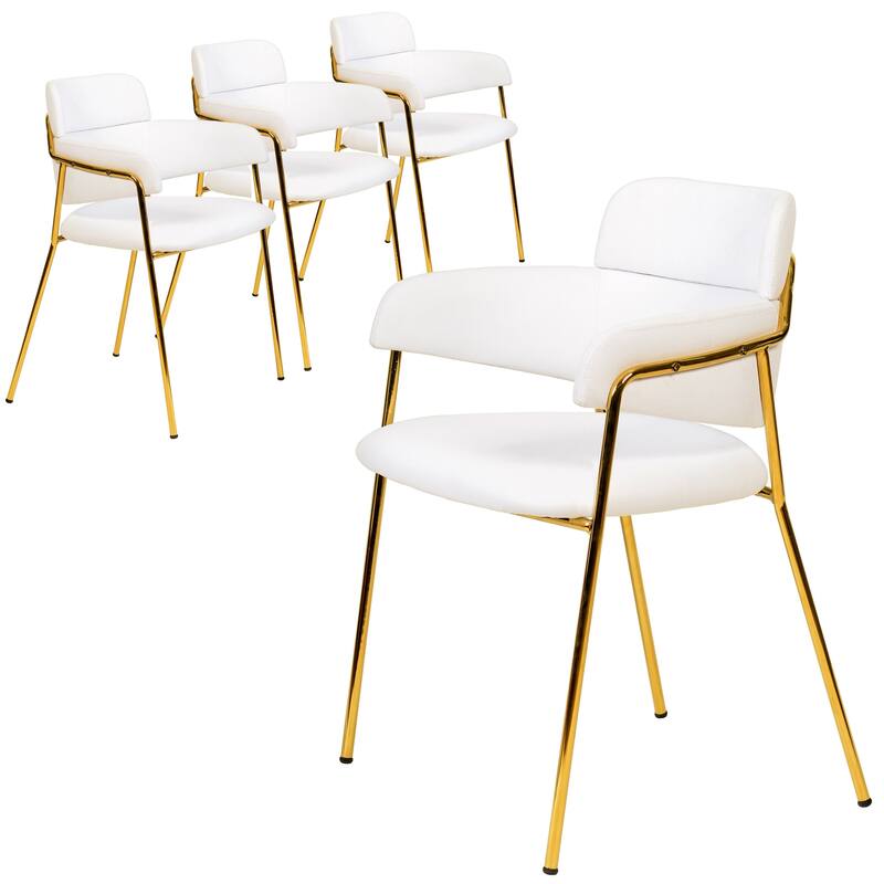 LeisureMod Axis Set of 4 Mid-Century Modern Dining Chair, Elegant Accent Side Chair for Home Office & Kitchen - White