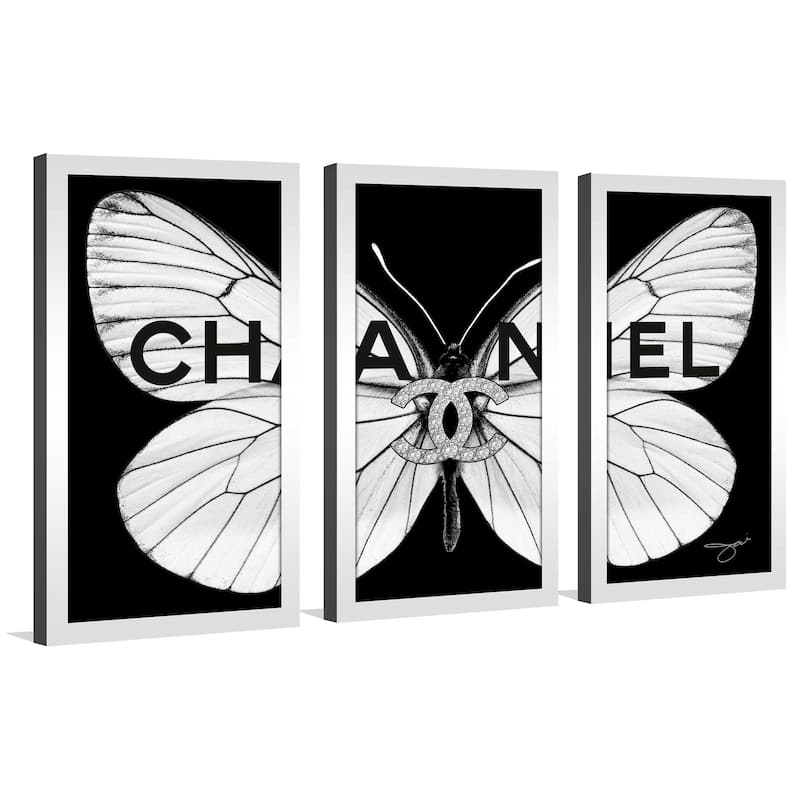 "Chanel White Butterfly" 3 Piece Print on Acrylic