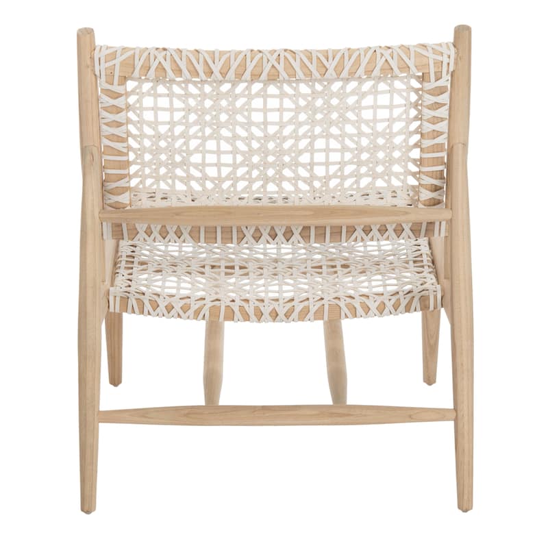 SAFAVIEH Bandelier Open Leather Weave Squared Accent Chair. - 26" W x 32" D x 31" H