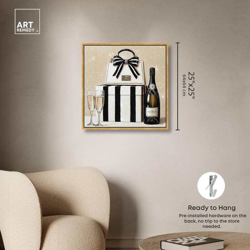 Black and White Striped Glam Canvas by Art Remedy