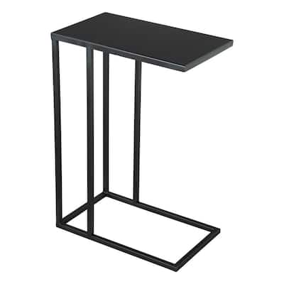 Black Iron End Table 24 Inch with Sled Base Modern Accent Side Table for Living Room or Bedroom - 23.6"H x 17"W x 11"L