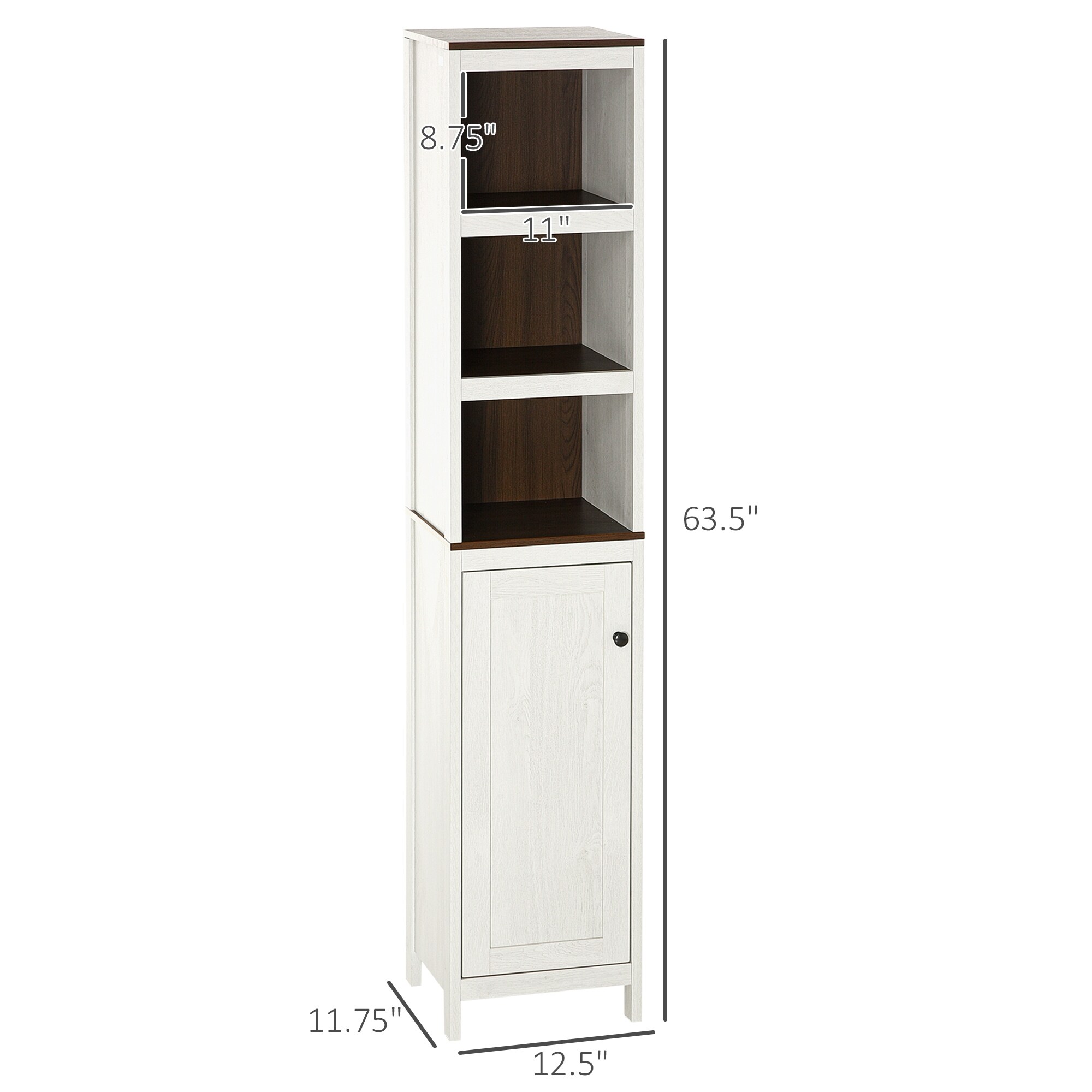 HOMCOM 67 Tall Bathroom Storage Cabinet, Freestanding Linen Tower with 3- Tier Shelf, Narrow Side Floor Organizer, White - On Sale - Bed Bath &  Beyond - 18076219