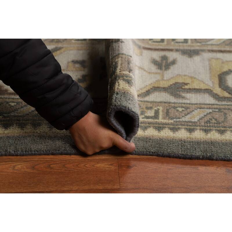 Gray Oushak Indian Area Rug Hand-Knotted Wool Carpet - 9'0"x 11'8"