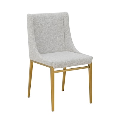 Brass/Gray Fabric Upholstered Metal Frame Dining Chair, Set of 2, Sturdy Dining Chair for Dining Rooms - 17.5