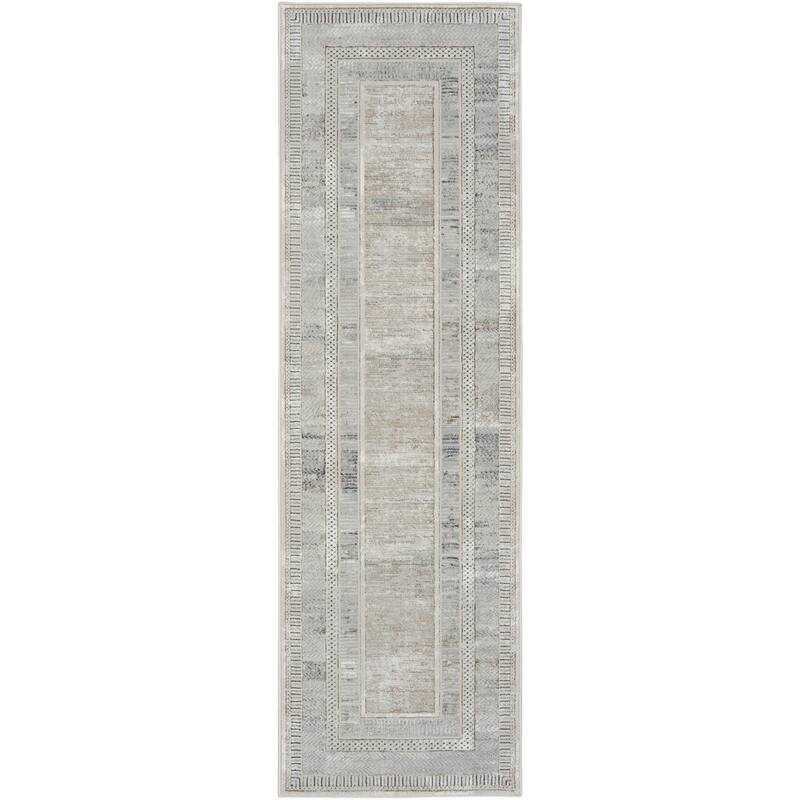 Duruq Power Loomed Geometric Abstract Modern Non Skid Stain Resistant Area Rug By HomeRoots - 90' X '27' X '0.39