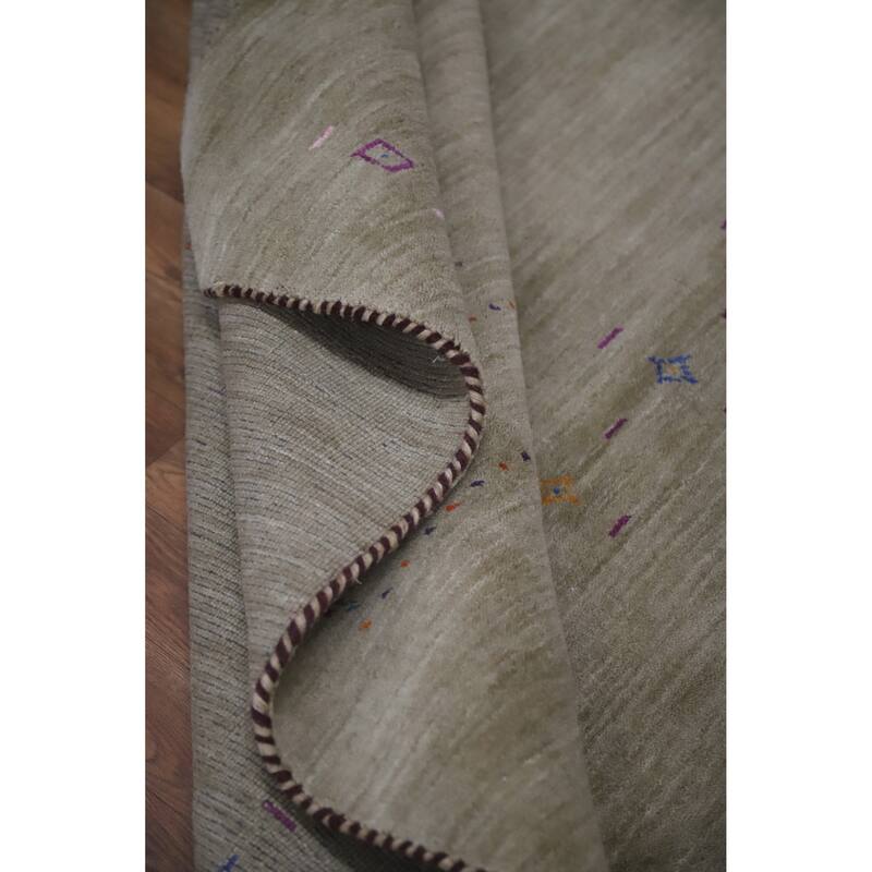 Hand Knotted Oriental 100% Wool Carpet Tribal Animal Pictorial Green Gabbeh Area Rug - 7' 8'' X 4' 11''