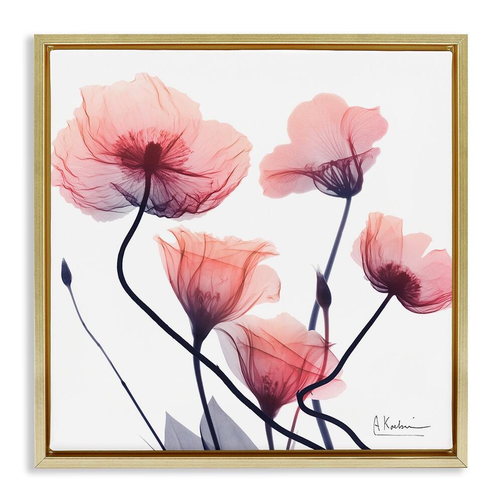 Stupell Pink Chic Simple Flowers Framed Floater Canvas Wall Art Design By Albert Koetsier