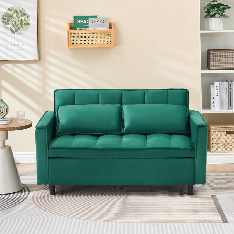 55" 3-in-1 Double Pull-Out Sofa Bed for Living Room