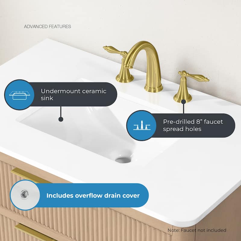 OVE Xander Bathroom Vanity with White Engineered Stone Top