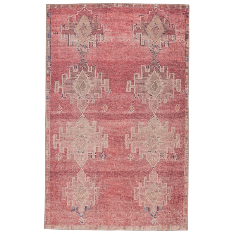 Evadne Machine Washable Medallion Pink/ Blue Area Rug - 5'X7'6" - Rectangle
