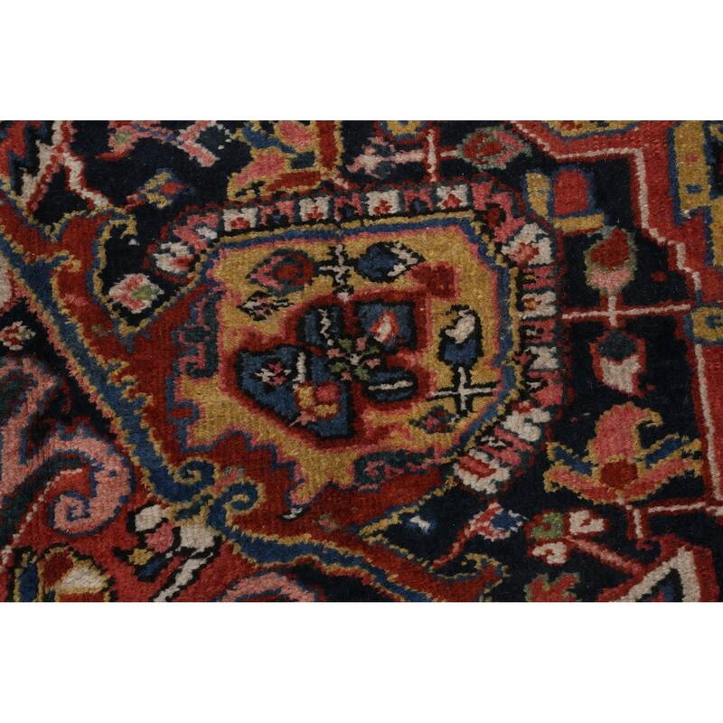 Hand Knotted Oriental 100% Wool Carpet Traditional Medallion Oranges & Rust Heriz Area Rug - 12' 10'' X 10' 2''