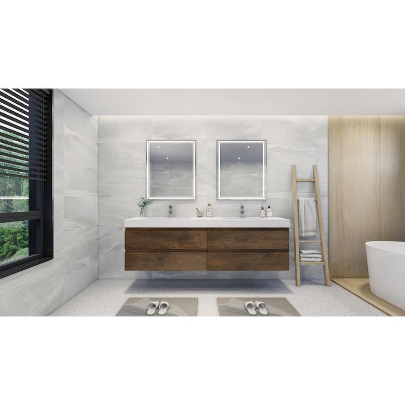 Baillie 84'' Wall-Mounted Vanity with Double Reinforced Acrylic Sink