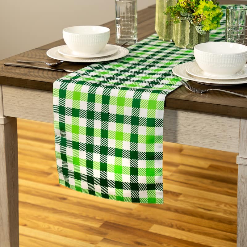 72" Green Checkered Table Runner