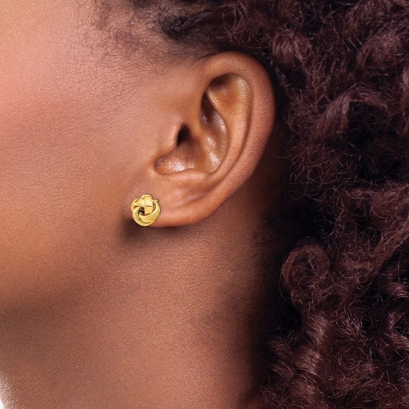 Curata 14k Yellow Gold Polished 10.5mm Love Knot Post Earrings