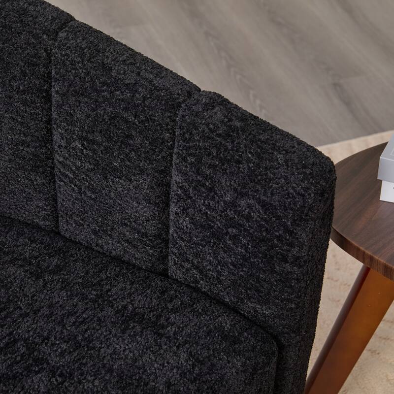 29.9" W Mid-Century Chenille Armchair with Metal Legs