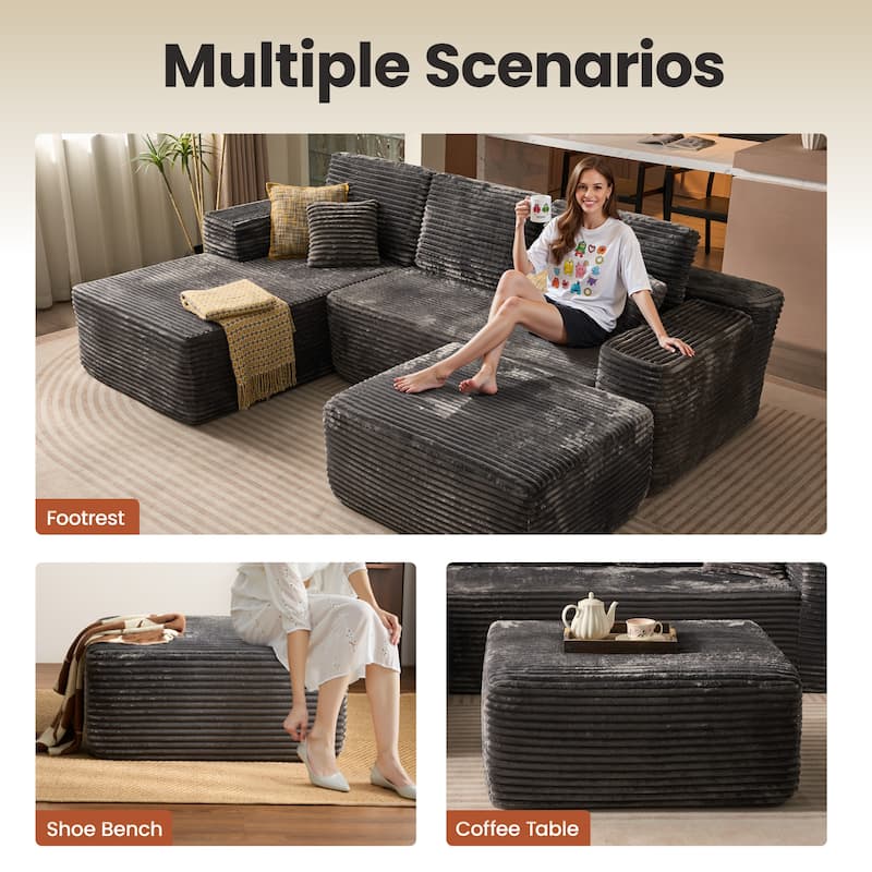 ​​OVIOS Lazy Chaise Lounge Sofa with Ottoman​